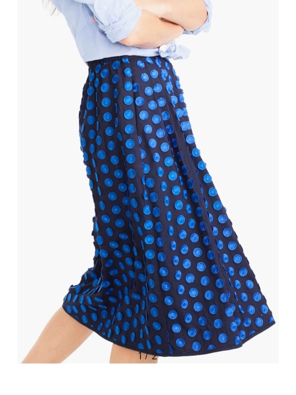 J.Crew Fringe Dot 100% Cotton Midi Skirt